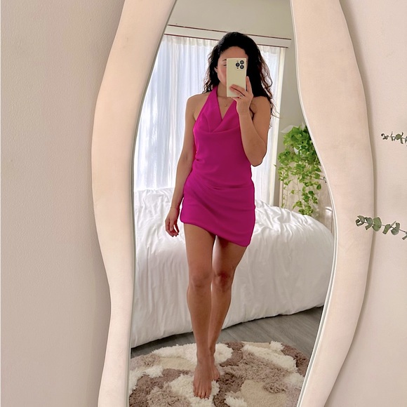 Fuchsia Halter Mini Dress - Picture 1 of 5